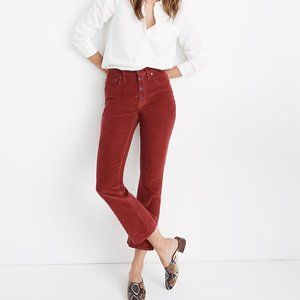 Madewell Cali Demi-Boot Jeans Corduroy Button-Front High Rise Terracotta Sz 29